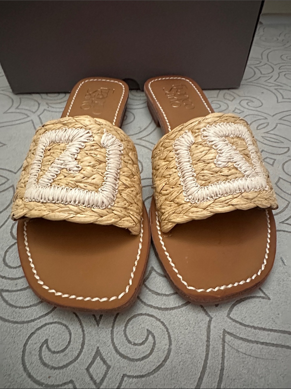 Franco Sarto Tan Raffia Slide - Picture 3 of 6